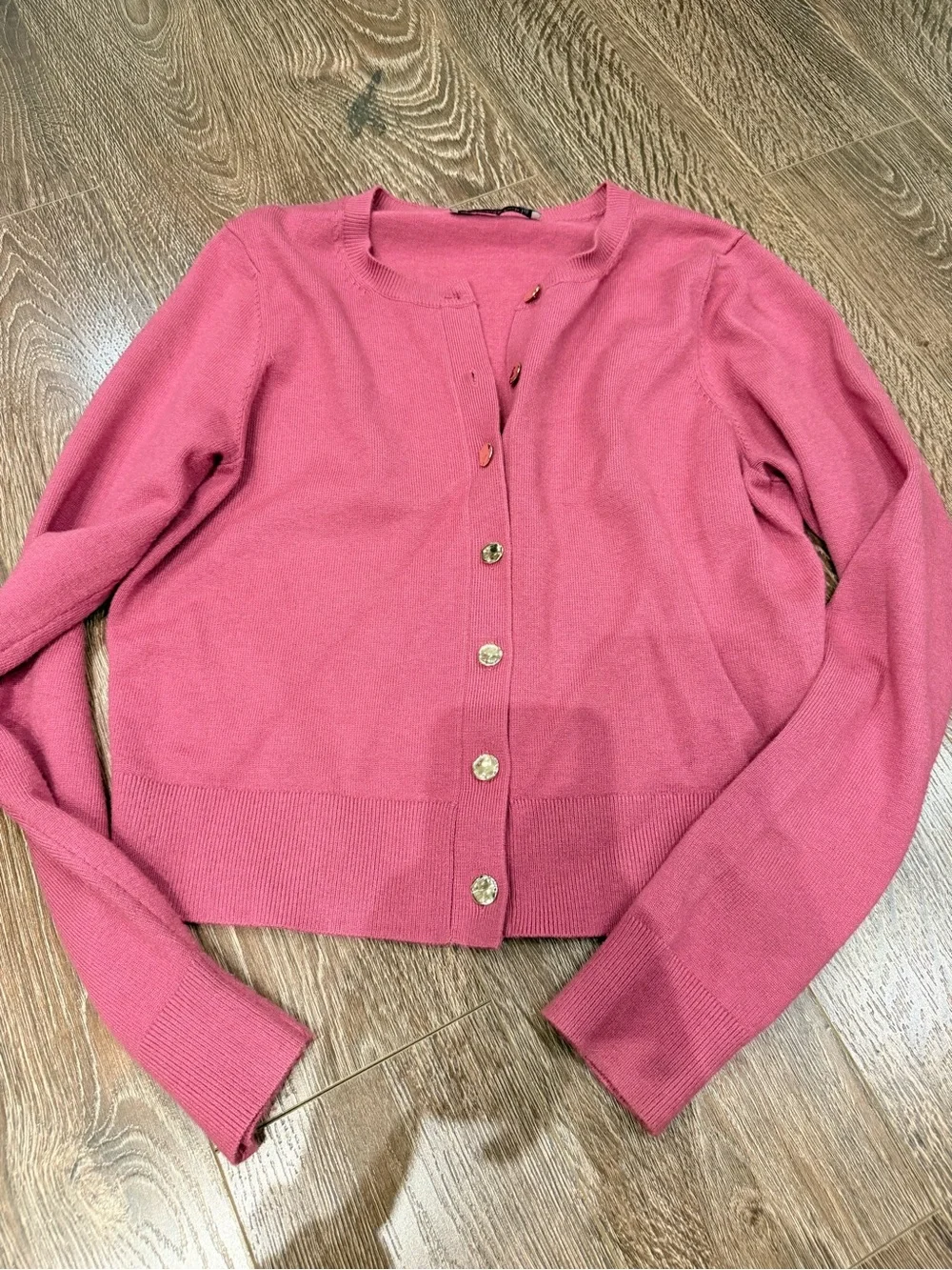 Abercrombie & Fitch Rose-Pink Button Front Knit Cardigan - Picture 3 of 3